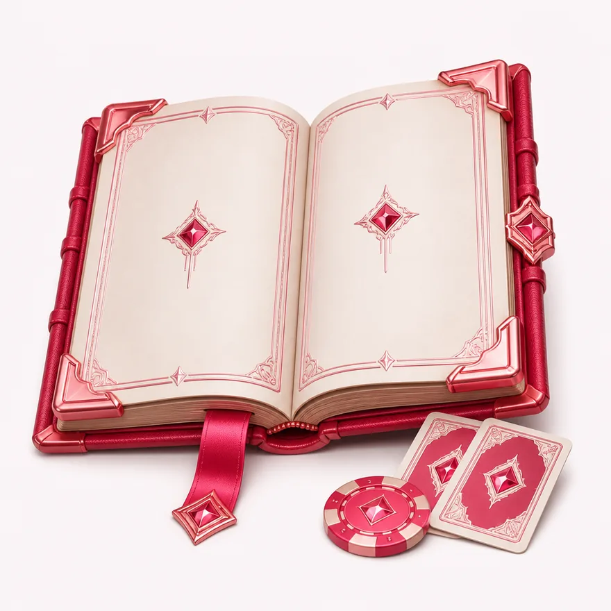 Open rulebook with cards — Vegas Hero