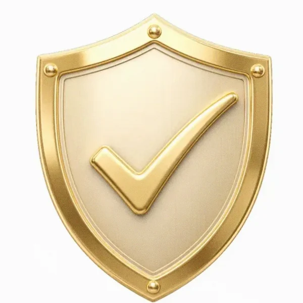 Checkmark shield — Vegas Hero